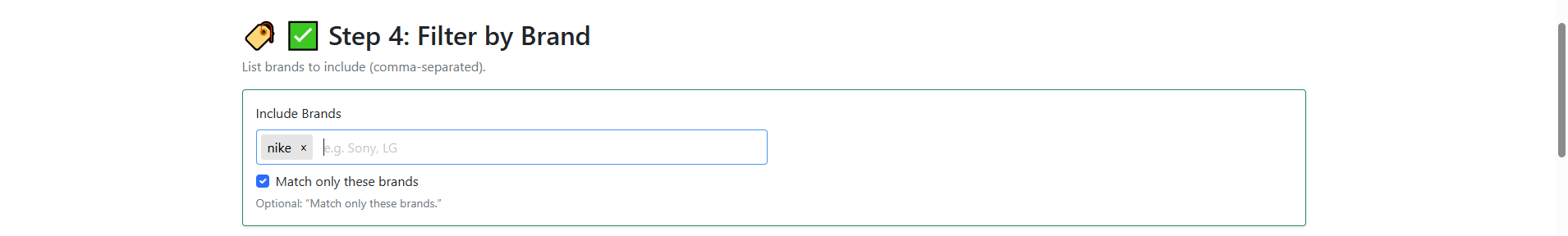 Filter Amazon deals by entering specific brand names